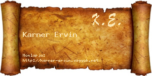 Karner Ervin névjegykártya
